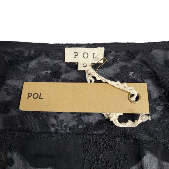 NEW POL Small Black Sheer Lace Lingerie Cover-Up / Robe / Wrap Tassel Embroidery - Picture 14 of 16